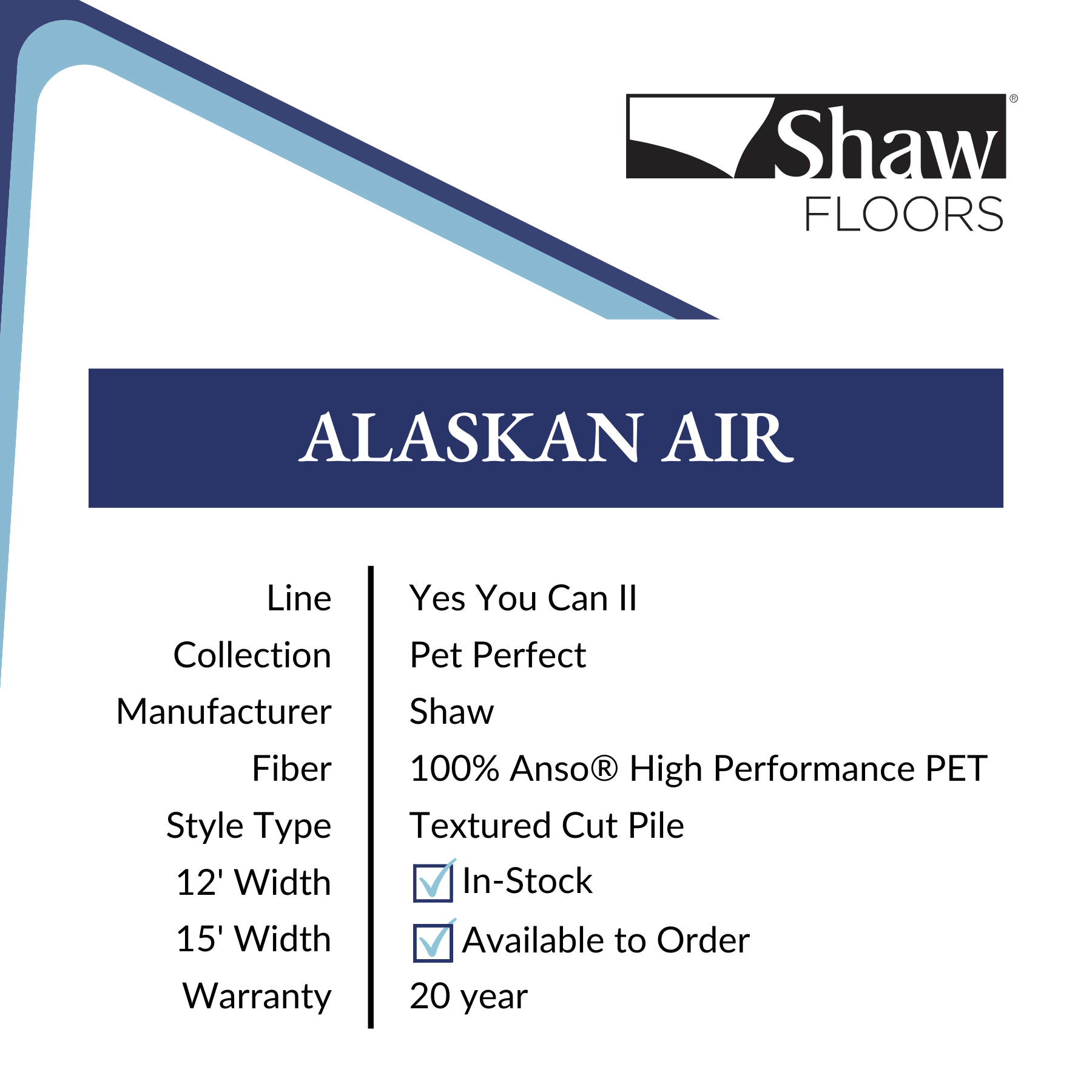 Alaskan Air by Shaw Pet Perfect Carpet Yes You Can II Calhoun's Flooring, Springfield, IL SPECS