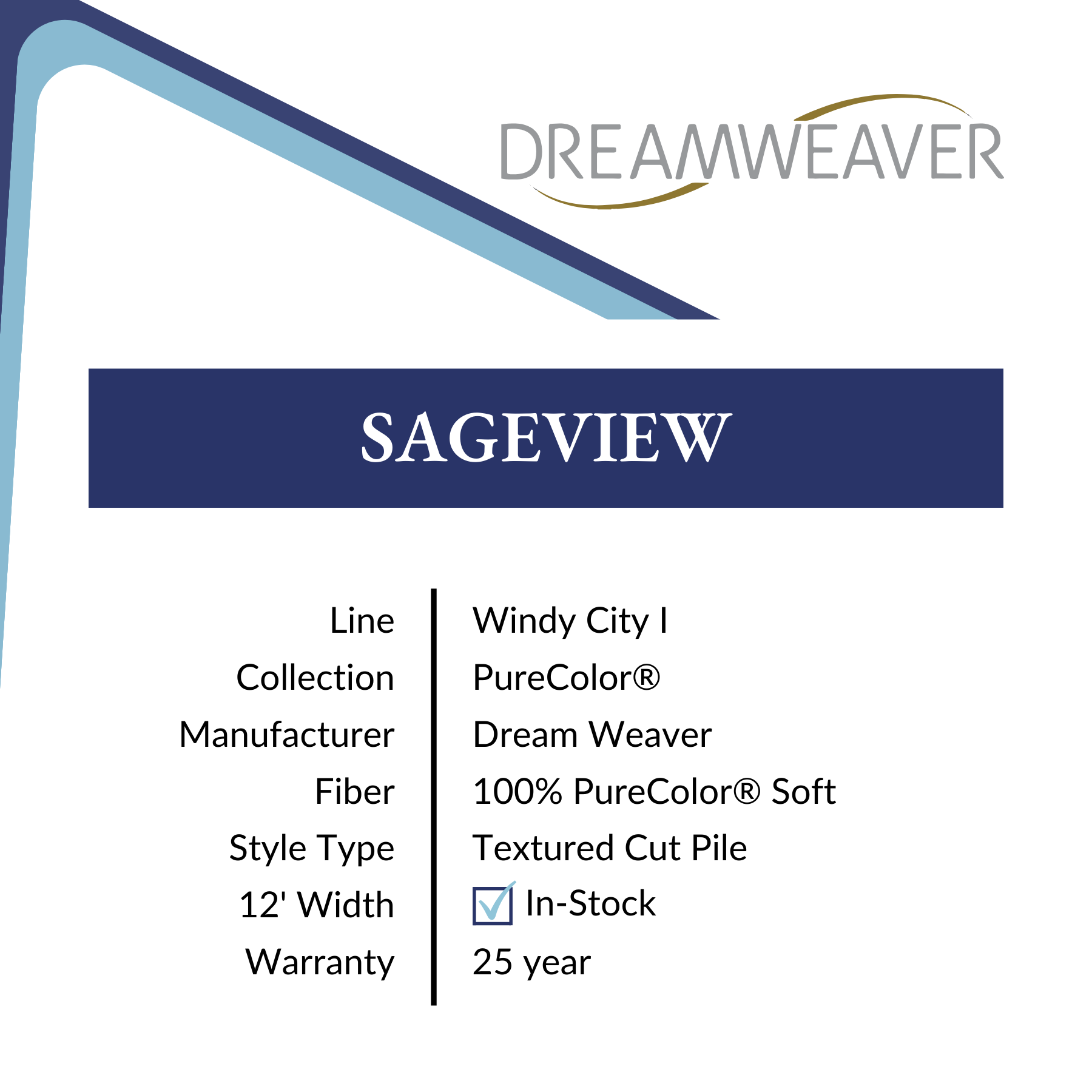 Sageview, Windy City I, Carpet by Dreamweaver, Calhoun's Flooring Springfield, IL Specs
