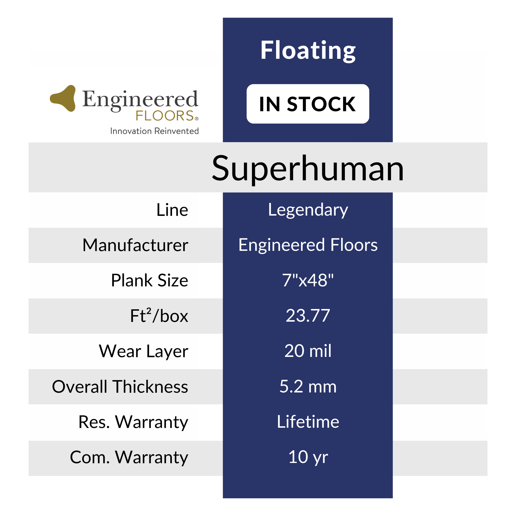 superhuman legendary engineered floors sold by Calhoun's Flooring Springfield IL