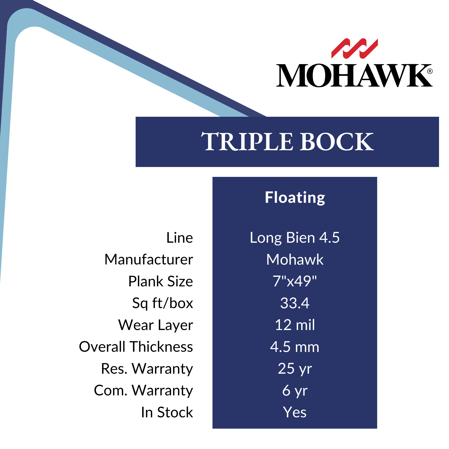Triple Bock by Mohawk LVT Flooring from Calhoun's, Springfield, IL Specs: 12 mil wear layer