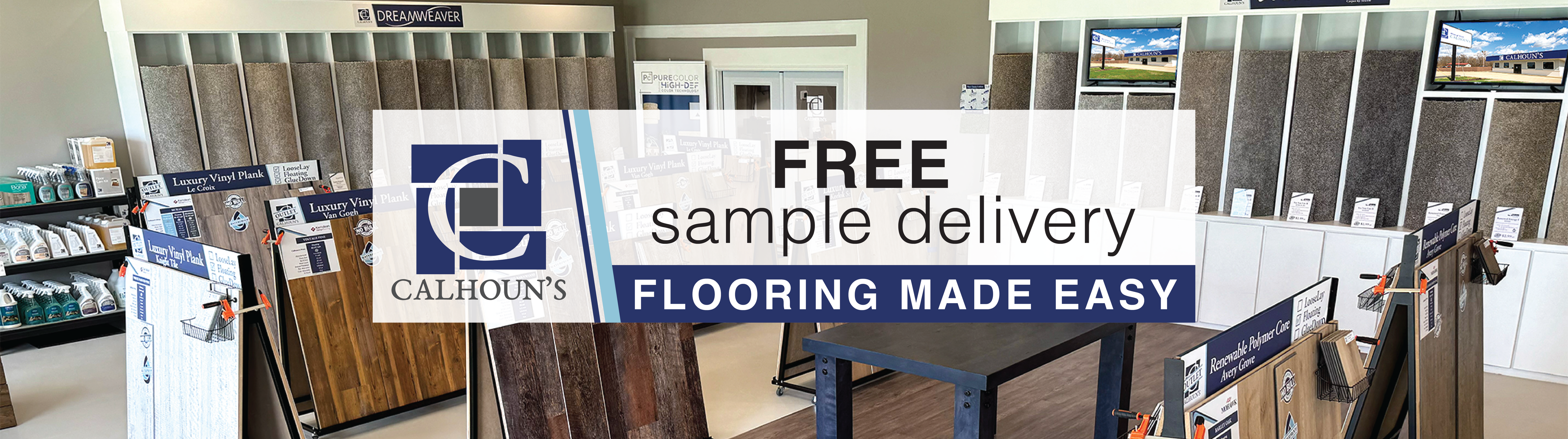 Flooring made easy, free sample delivery, Calhoun's Springfield Illinois